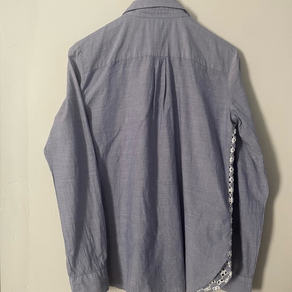 Ann Taylor Loft The Softened Shirt Blue Chambray Eyelet Pullover Sz Small - Picture 3 of 5